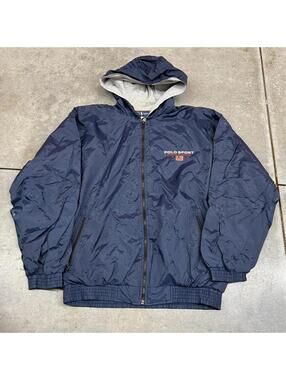 vintage polo sport ralph lauren made in usa navy zip up jacket size large